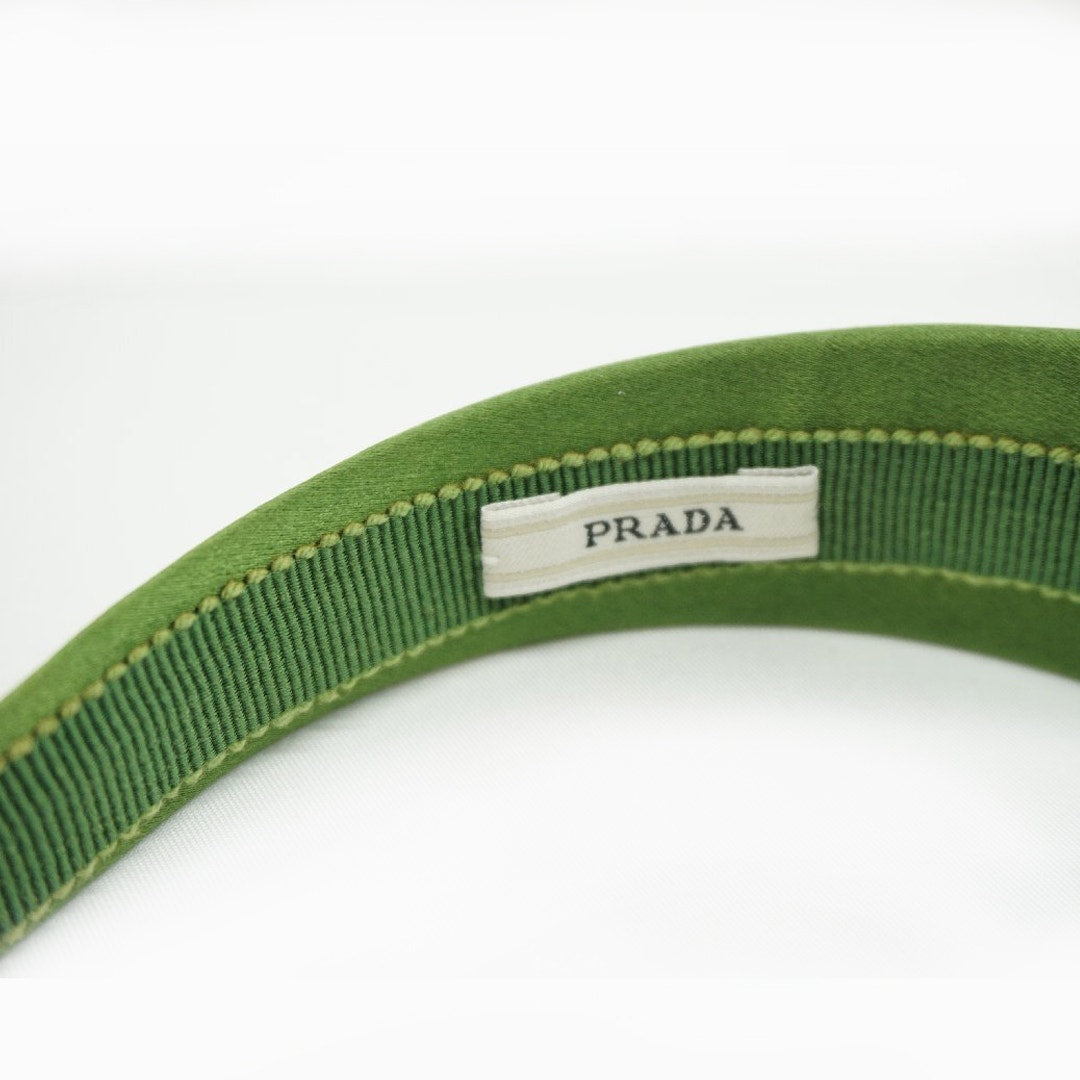 Prada Green Satin Padded Headband PRADA