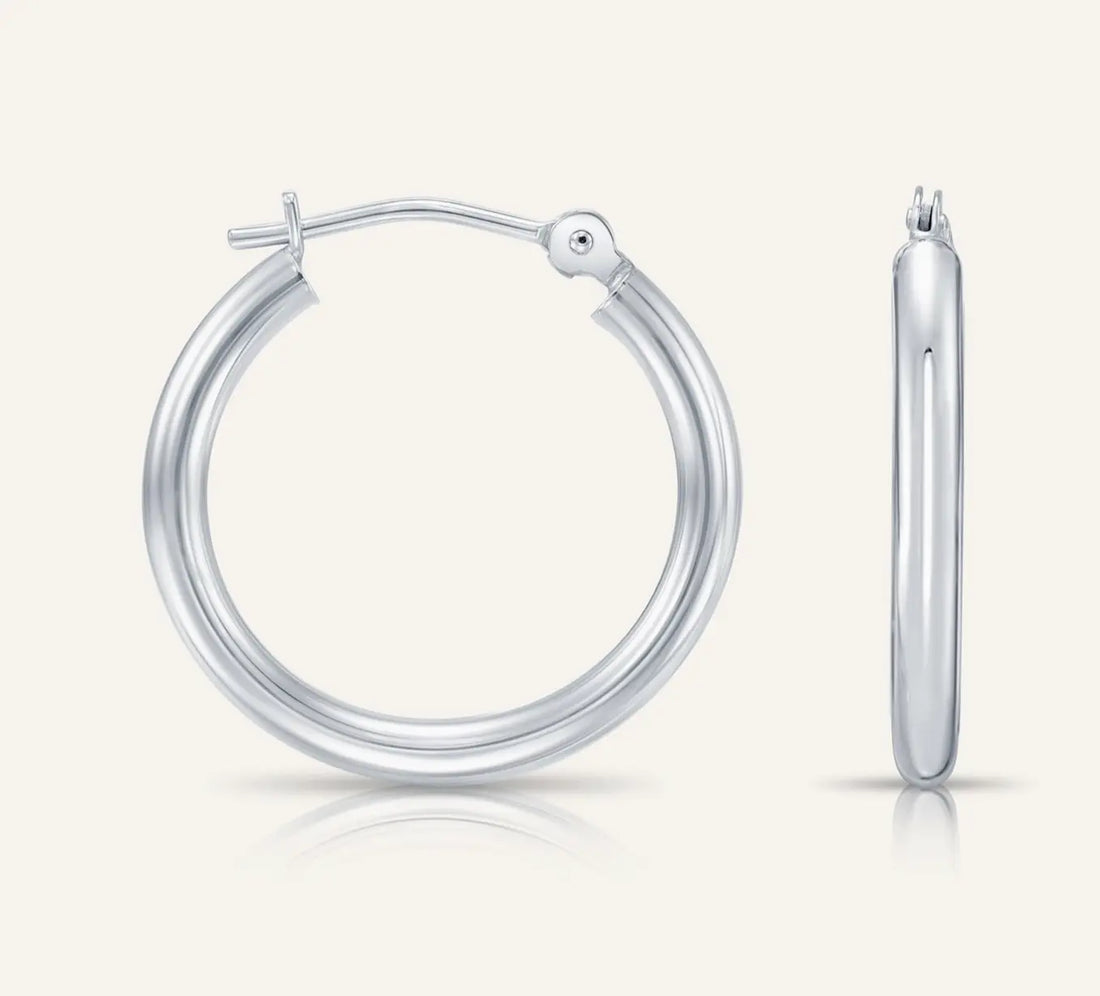 14K Yellow Gold Classic Polished Hoop Earrings - Unisex Custom