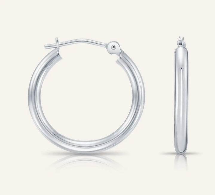 14K Yellow Gold Classic Polished Hoop Earrings - Unisex Custom