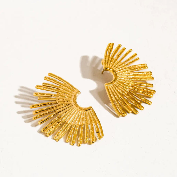 18K Gold Non-Tarnish Sunburst Earring Custom