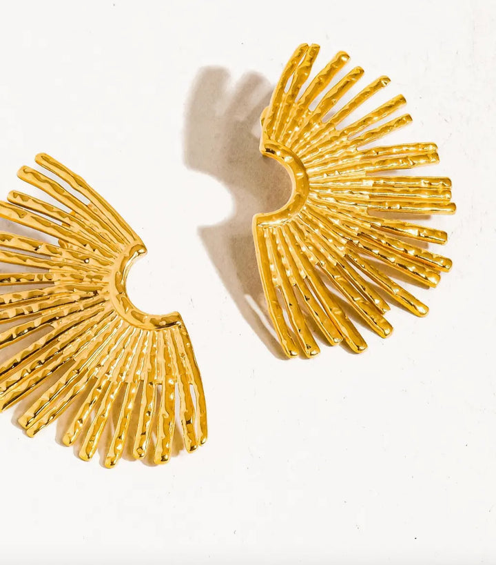 18K Gold Non-Tarnish Sunburst Earring Custom