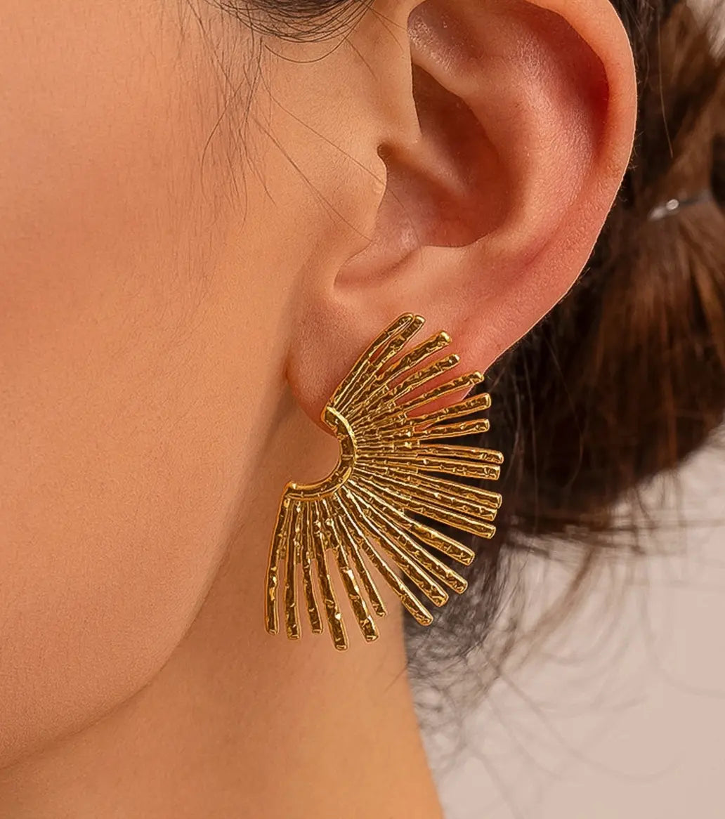 18K Gold Non-Tarnish Sunburst Earring Custom