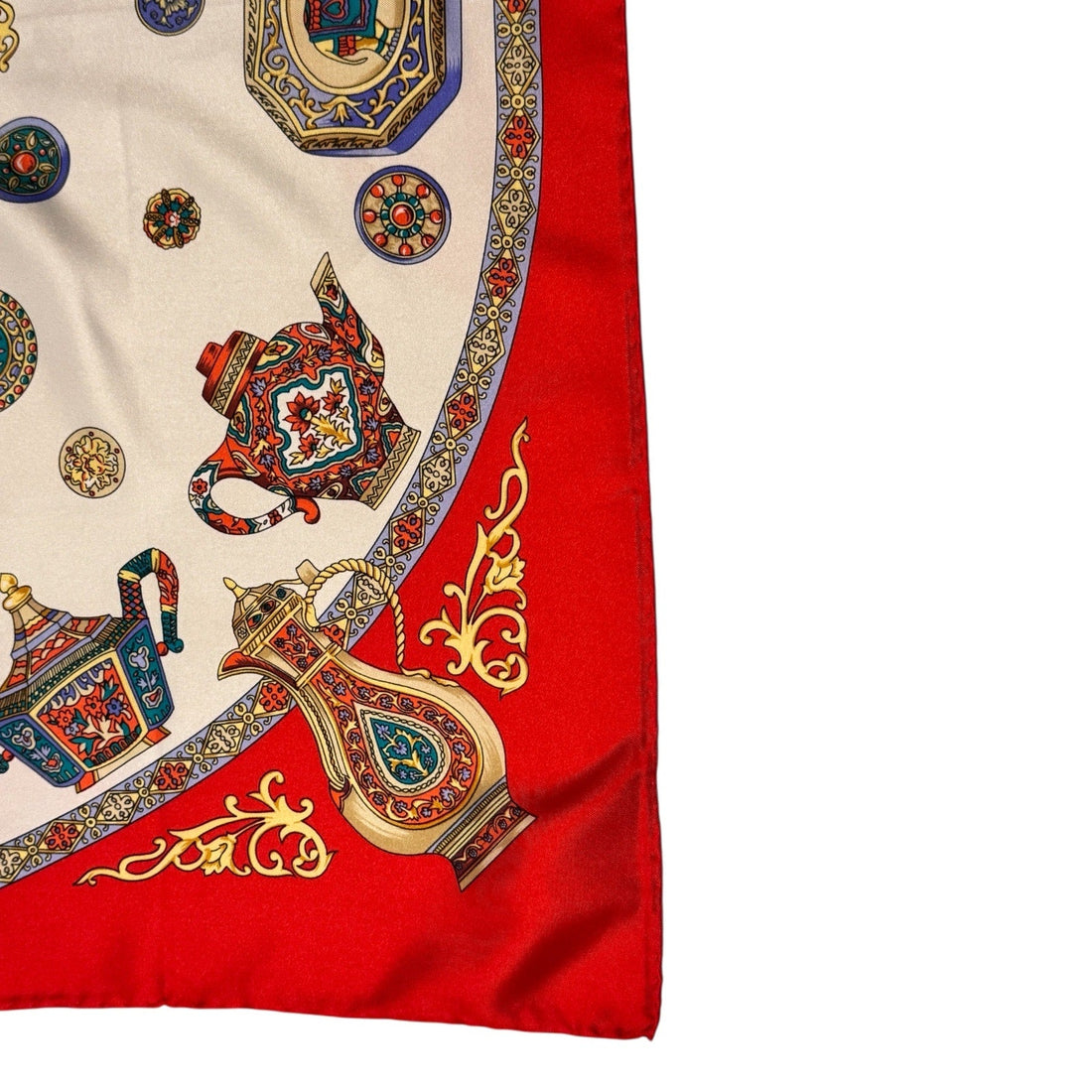 Hermès “Théières” Teapots Silk Scarf – Red Porcelain Print – Cathy Latham – 90 cm Hermès