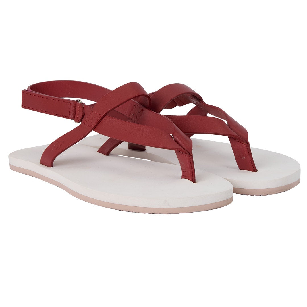 Hermès Tahiti Beach Sandals – Red & White Leather, Size 37.5 Hermes Leather Goods
