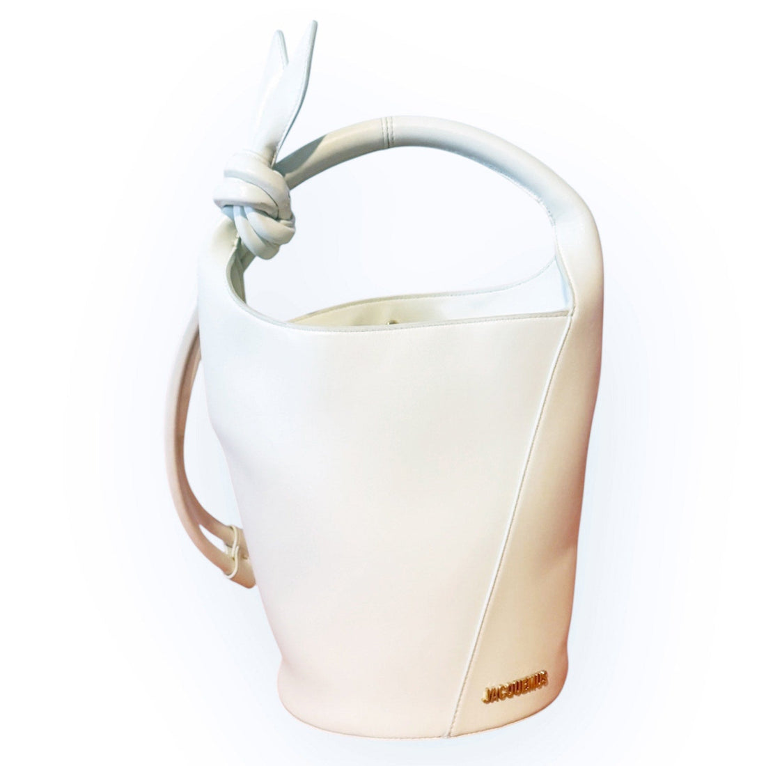 Jacquemus Le Petit Tourni Large Bucket Bag in Ivory – Calf Leather Jacquemus