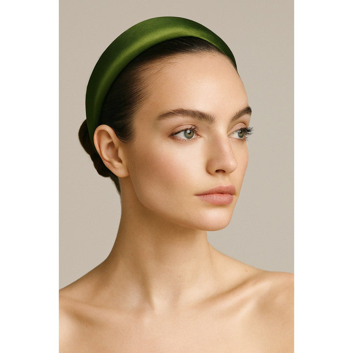 Prada Green Satin Padded Headband PRADA