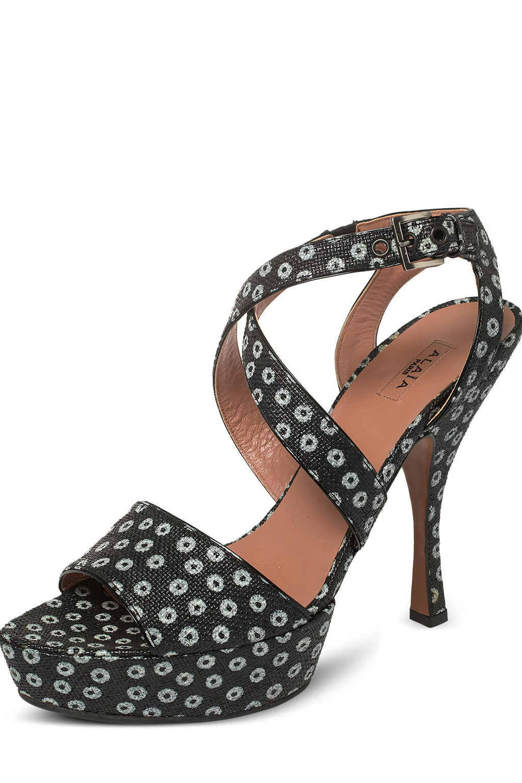 Alaïa Black &amp; White Polka Dot Platform Sandals Alaia