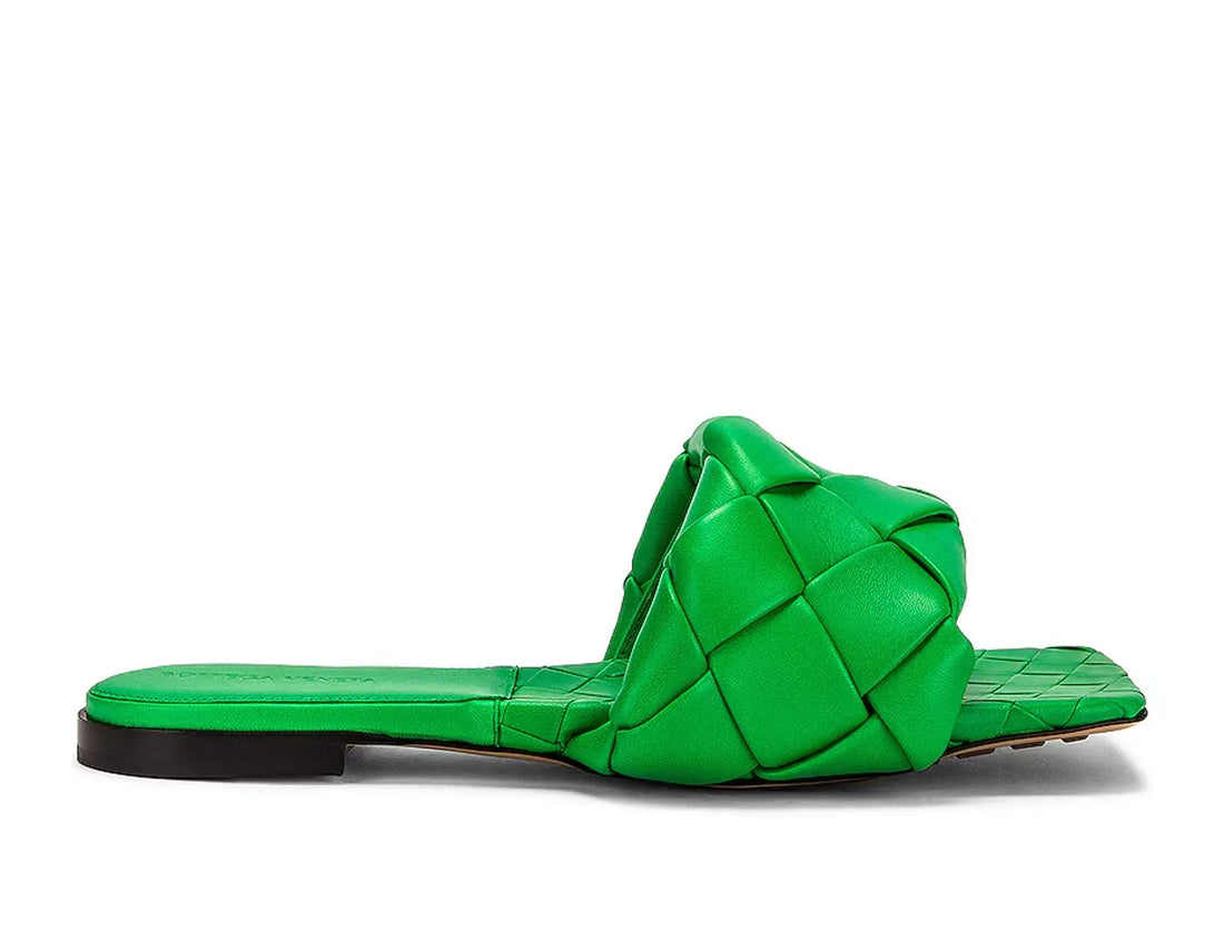 $1350 Bottega Veneta Women's Green Lido Flat Sandals - Vault No9
