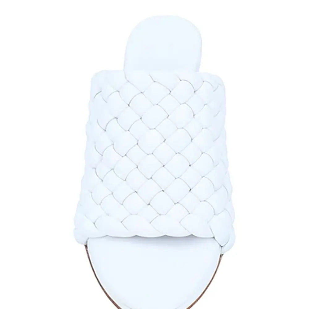 Bottega Veneta White Woven Heeled Mules Bottega Veneta