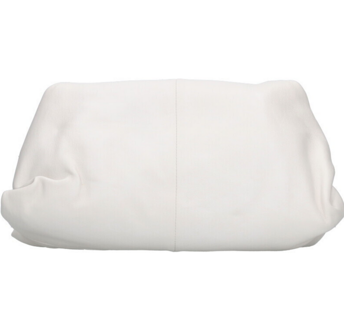 Bottega Veneta BV Trine Clutch in Bianco – White Lambskin Large Leather Wristlet Bottega Veneta