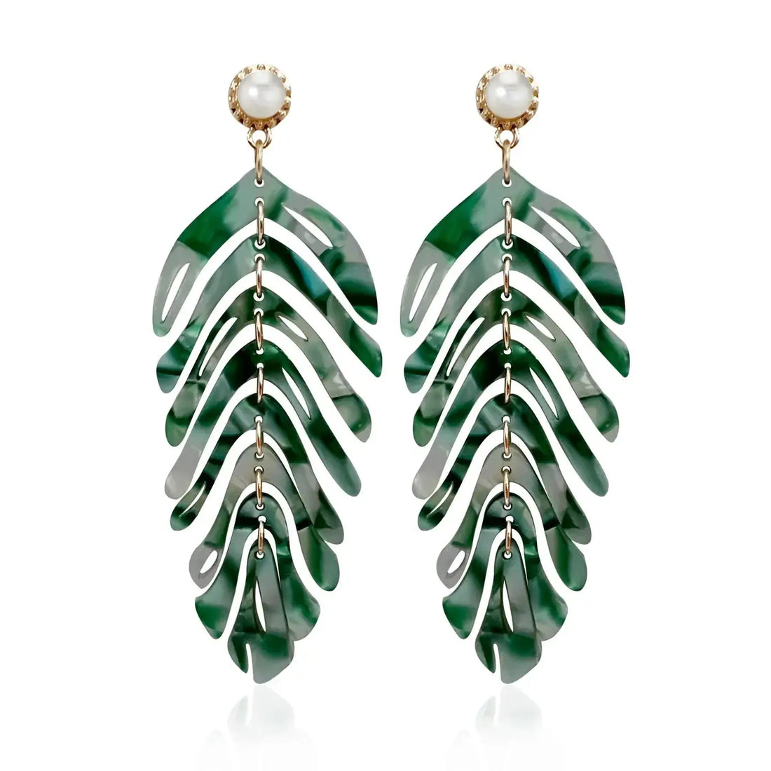 Caribbean Queen Palm Leaf Earrings Zaxie