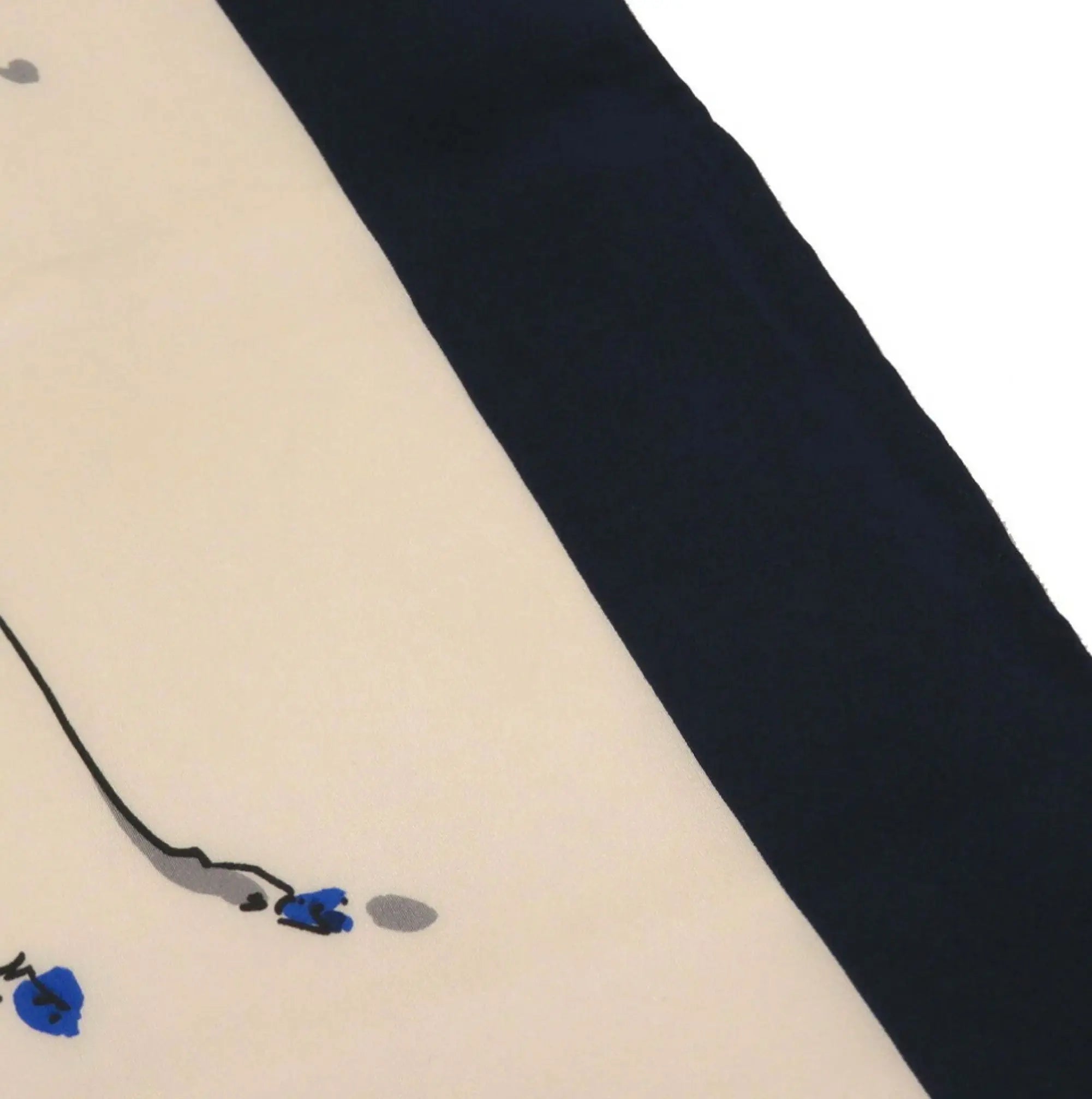 Chanel Coco Silk Beige Navy Scarf CHANEL