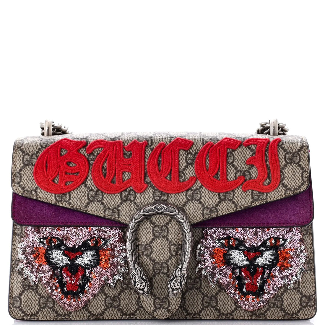 Gucci GG Supreme Dionysus Small Shoulder Bag with Suede Trim & Sequin Detail Gucci