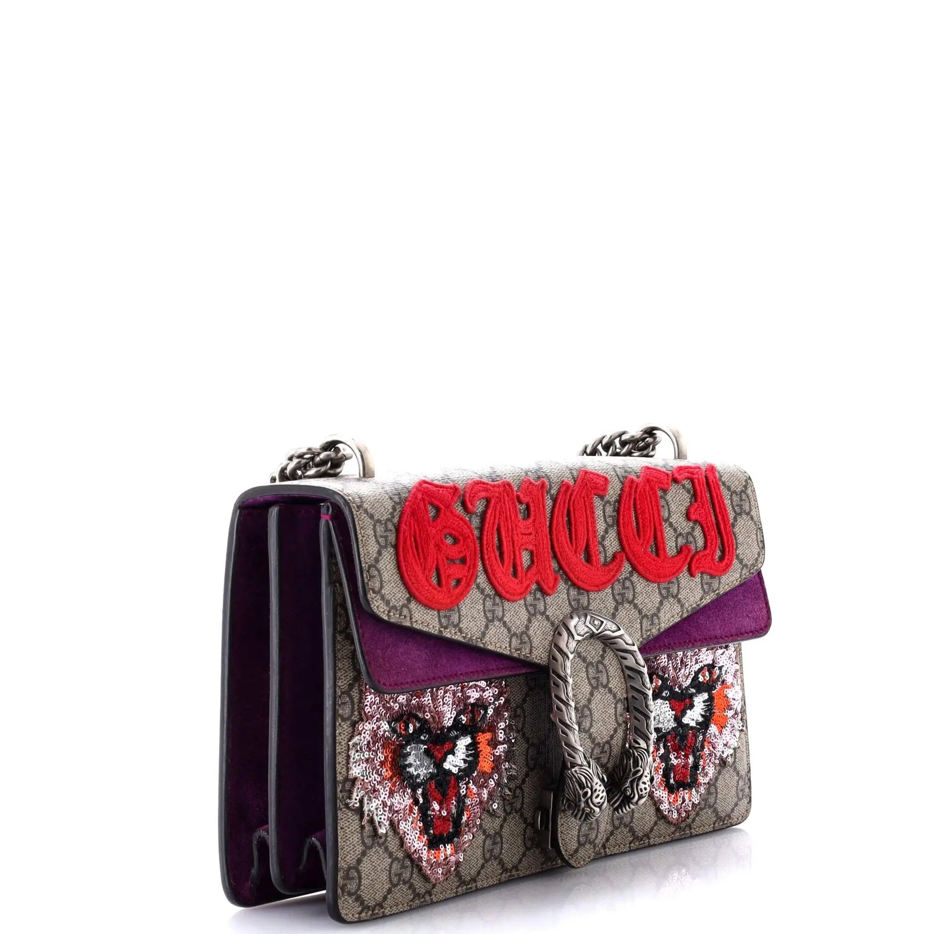 Gucci GG Supreme Dionysus Small Shoulder Bag with Suede Trim & Sequin Detail Gucci