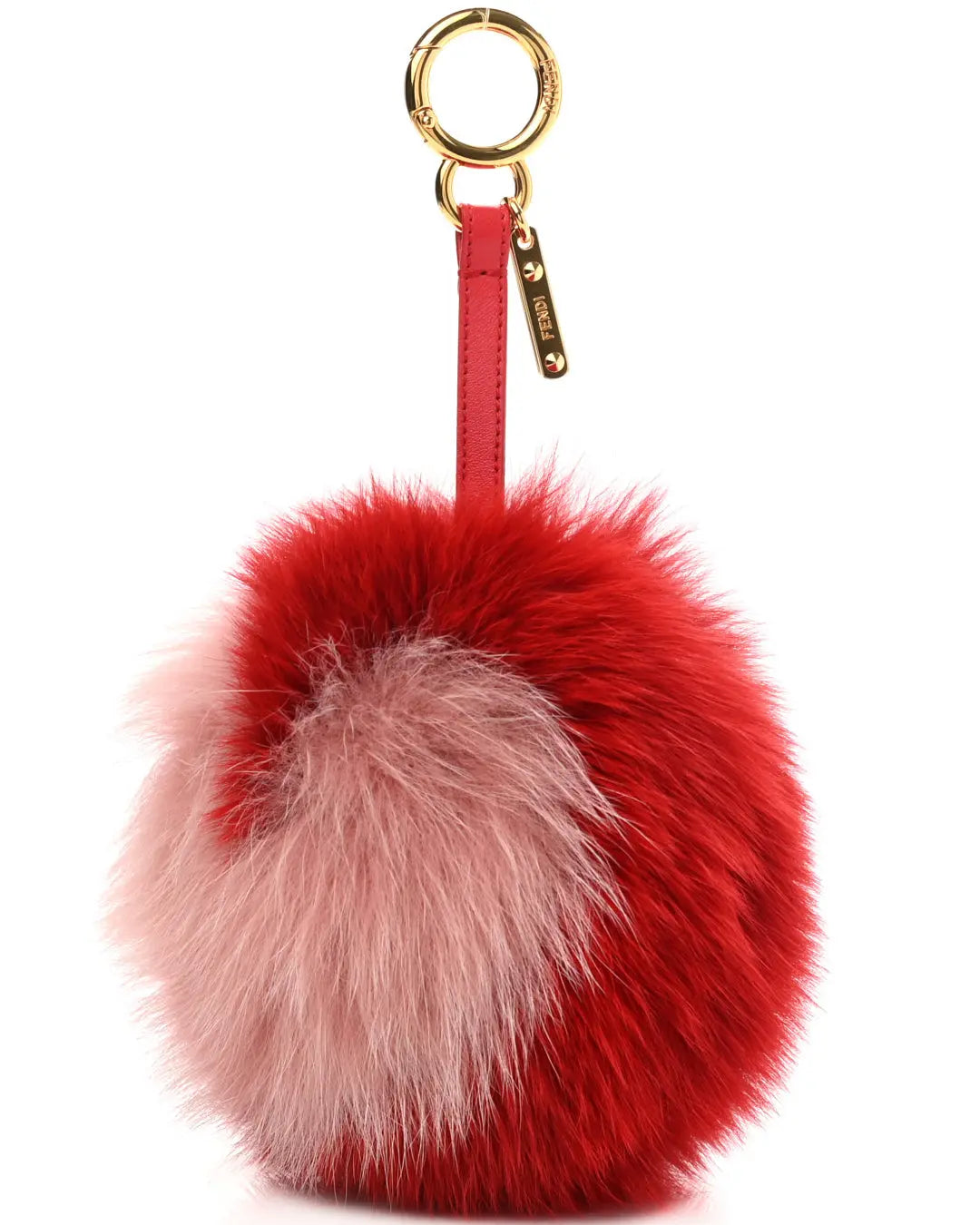Fendi Fox Fur Heart Pom Pom Bag Charm – Rosso Rosa Red & Pink FENDI