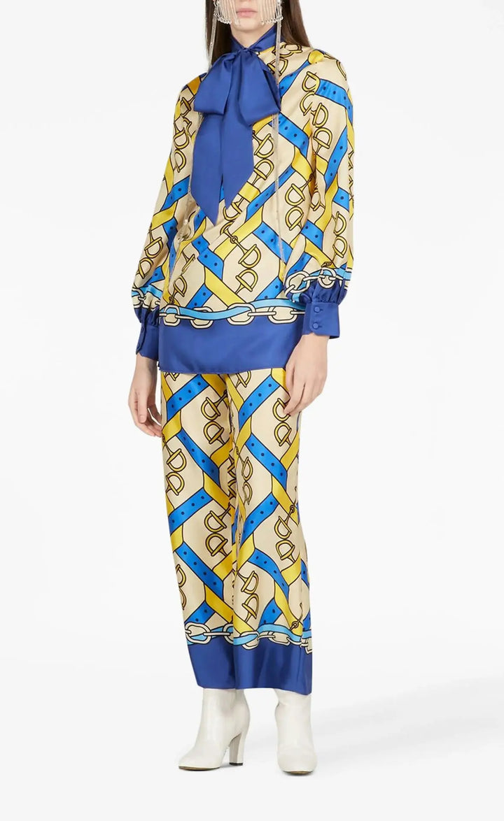 Gucci Horsebit Print Silk Pants - Vault No9
