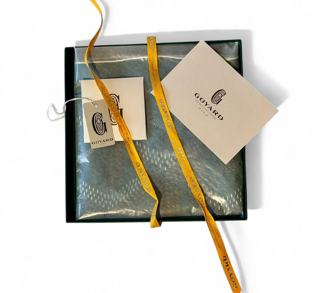 Goyard Scarf N°1 – Green Silk Square with Chevron Print, Made in France Goyard