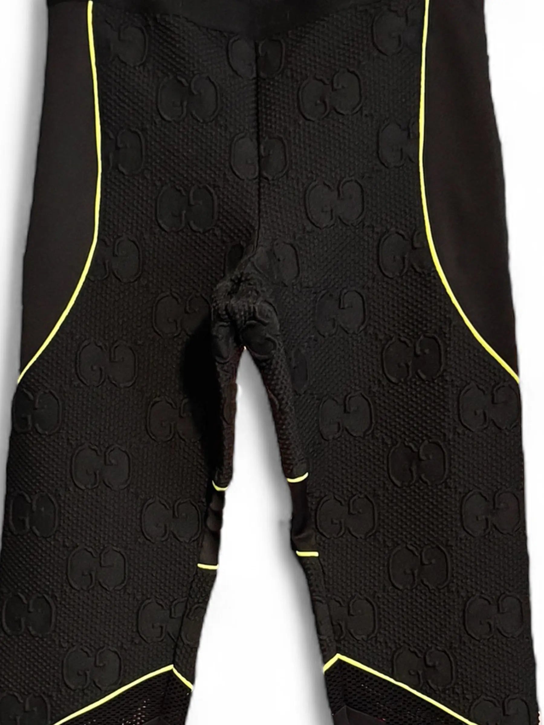 Gucci GG Neoprene Leggings – Black with Neon Yellow Reflective Trim Gucci