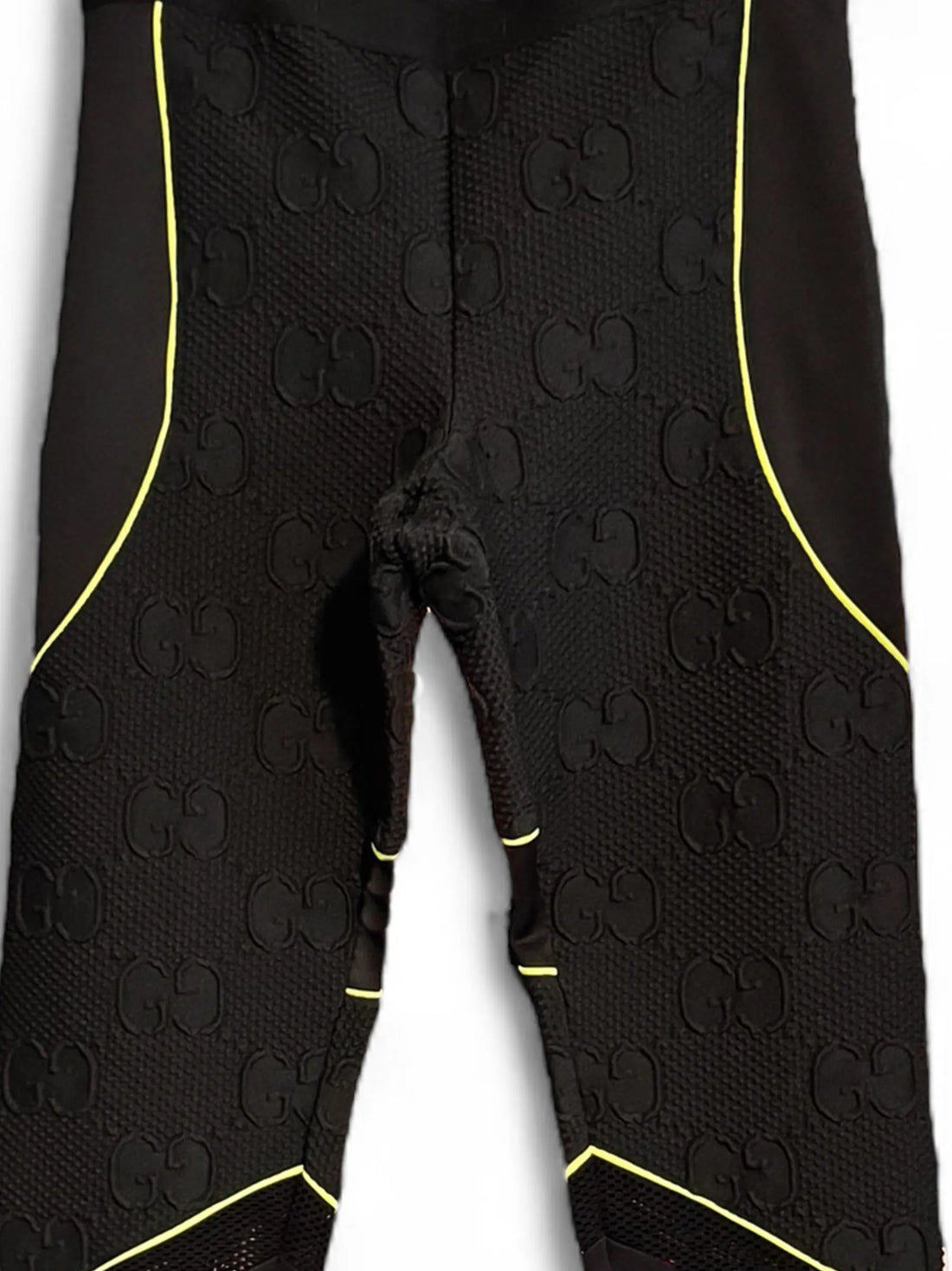 Gucci GG Neoprene Leggings – Black with Neon Yellow Reflective Trim Gucci