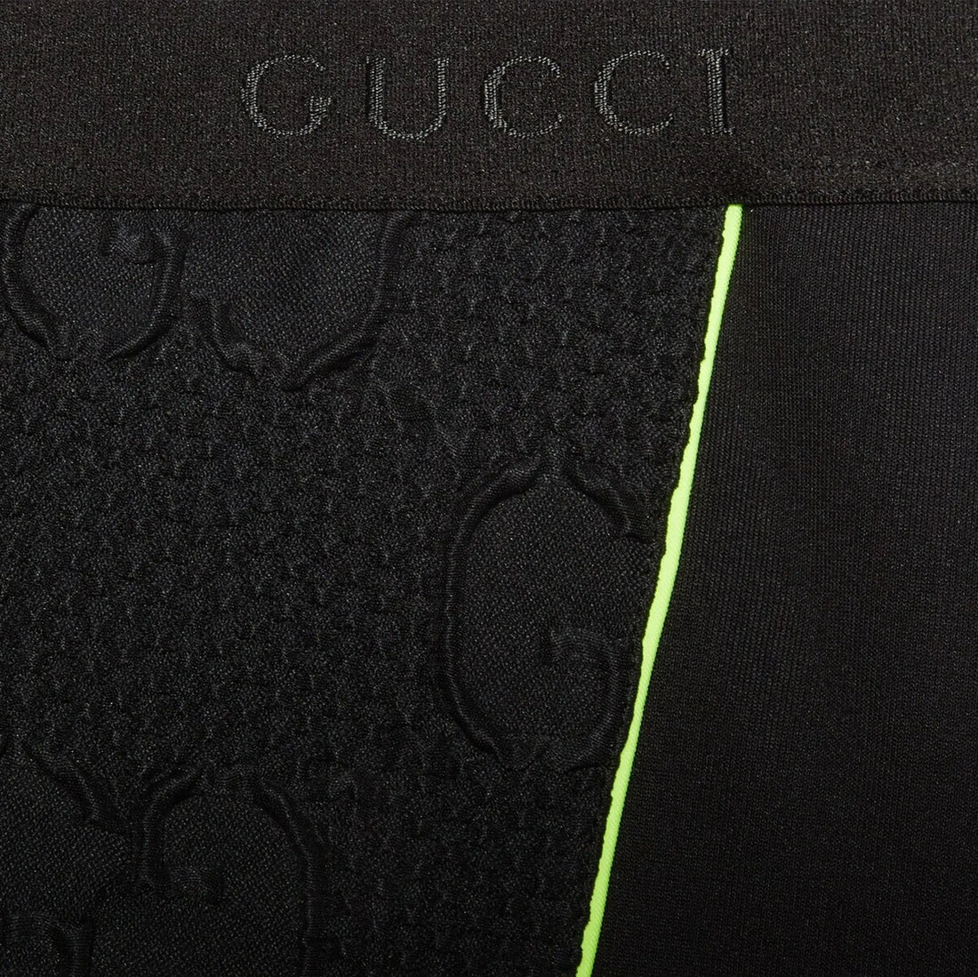 Gucci GG Neoprene Leggings – Black with Neon Yellow Reflective Trim Gucci