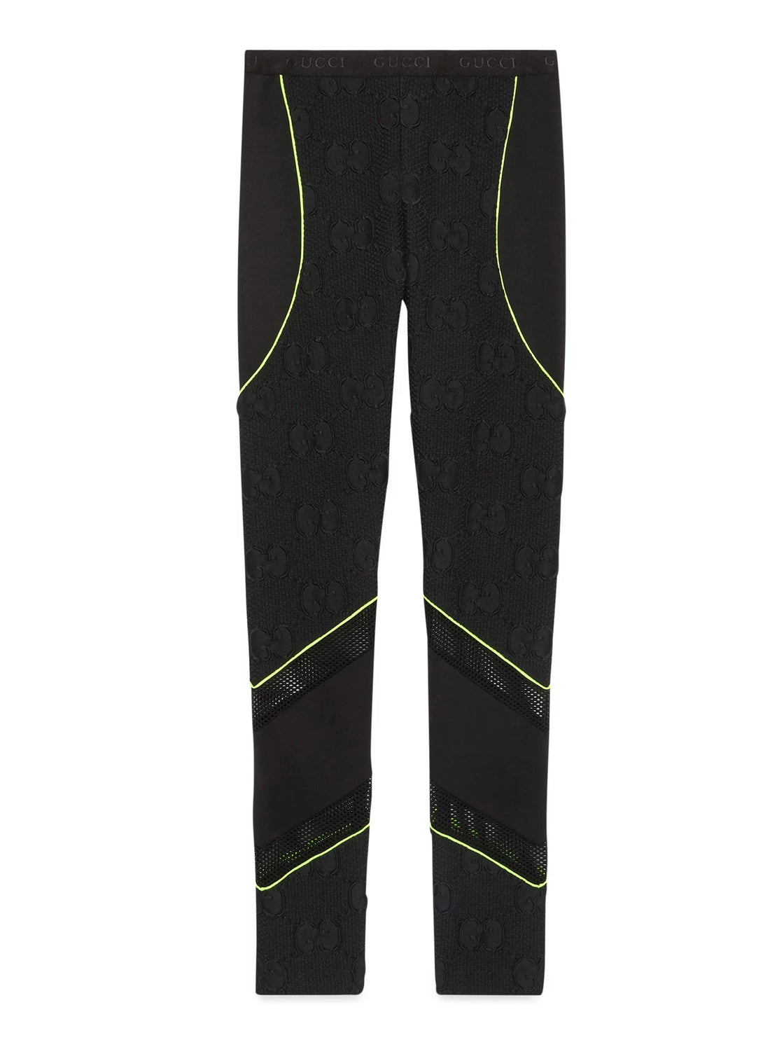 Gucci GG Neoprene Leggings – Black with Neon Yellow Reflective Trim Gucci