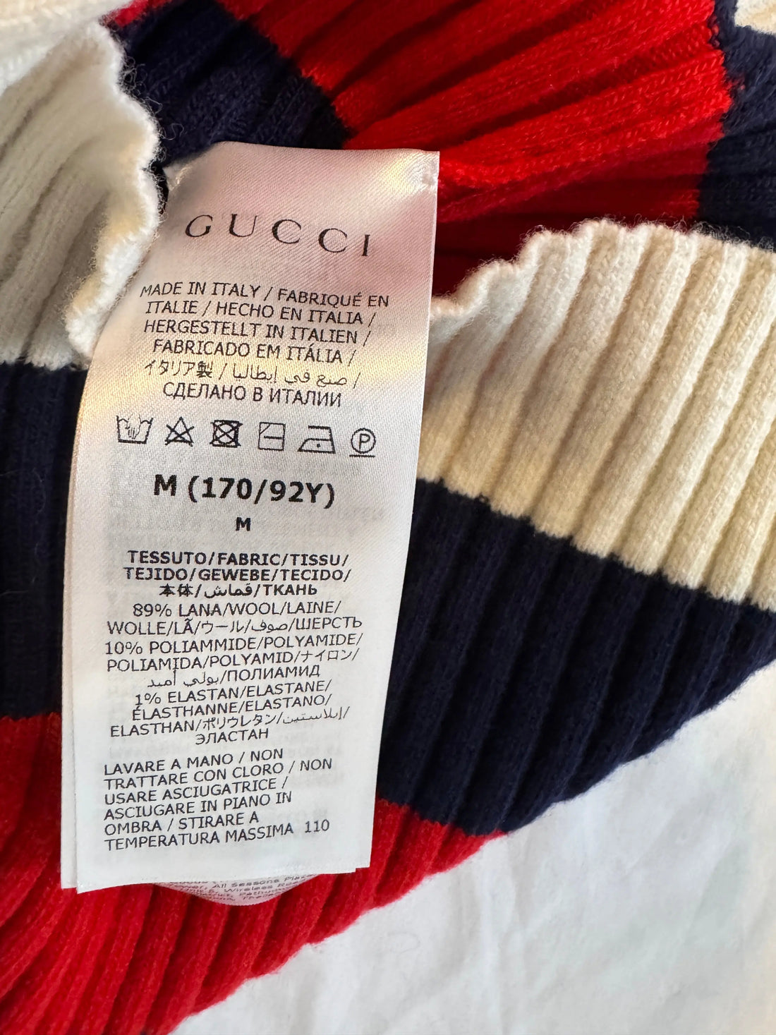 Gucci Sleeveless Ribbed Knit Mock Neck Top – Red, White & Navy Stripes Gucci