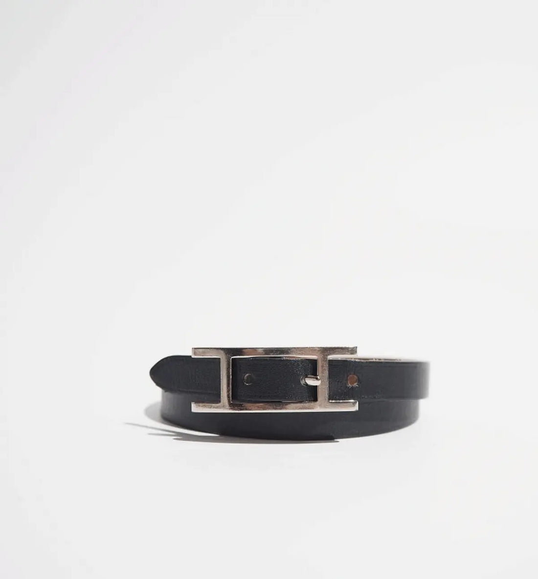 Hermès  Reversible Leather Bracelet – Camel & Black with Silver Hardware Hermes