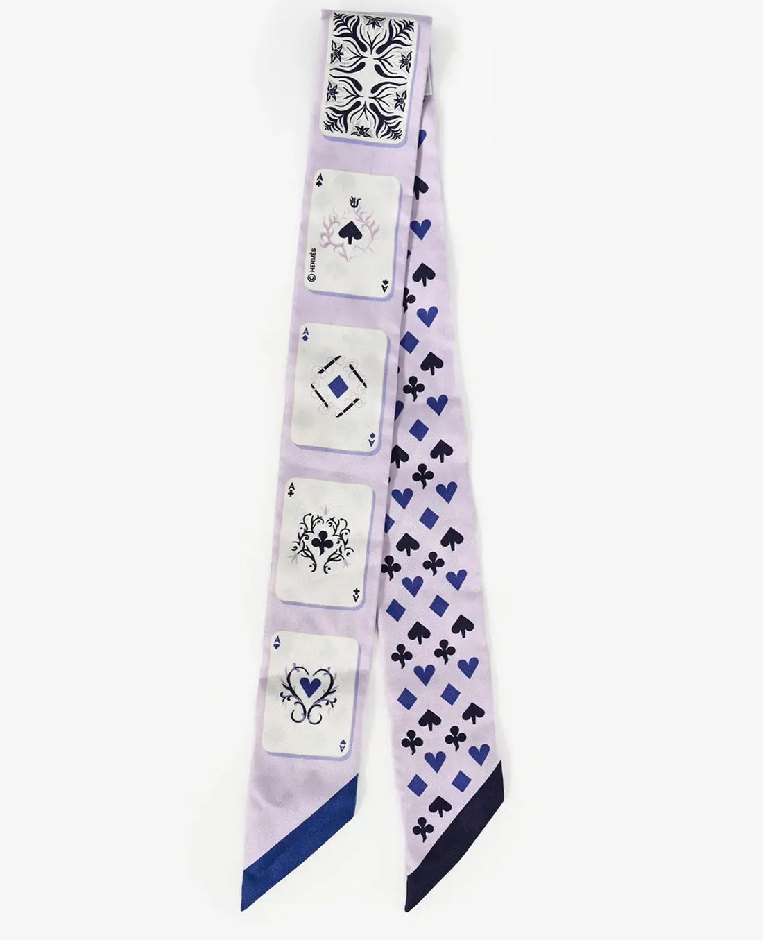Hermes Silk Jeu de Cartes Twilly Purple Mauve Bleu White - Vault No9