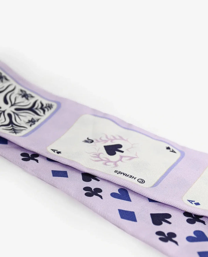 Hermes Silk Jeu de Cartes Twilly Purple Mauve Bleu White - Vault No9