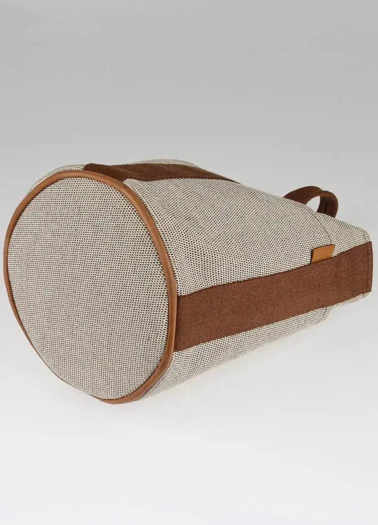 Hermes Toile and Brown Canvas Saxo PM Bag - Vault No9