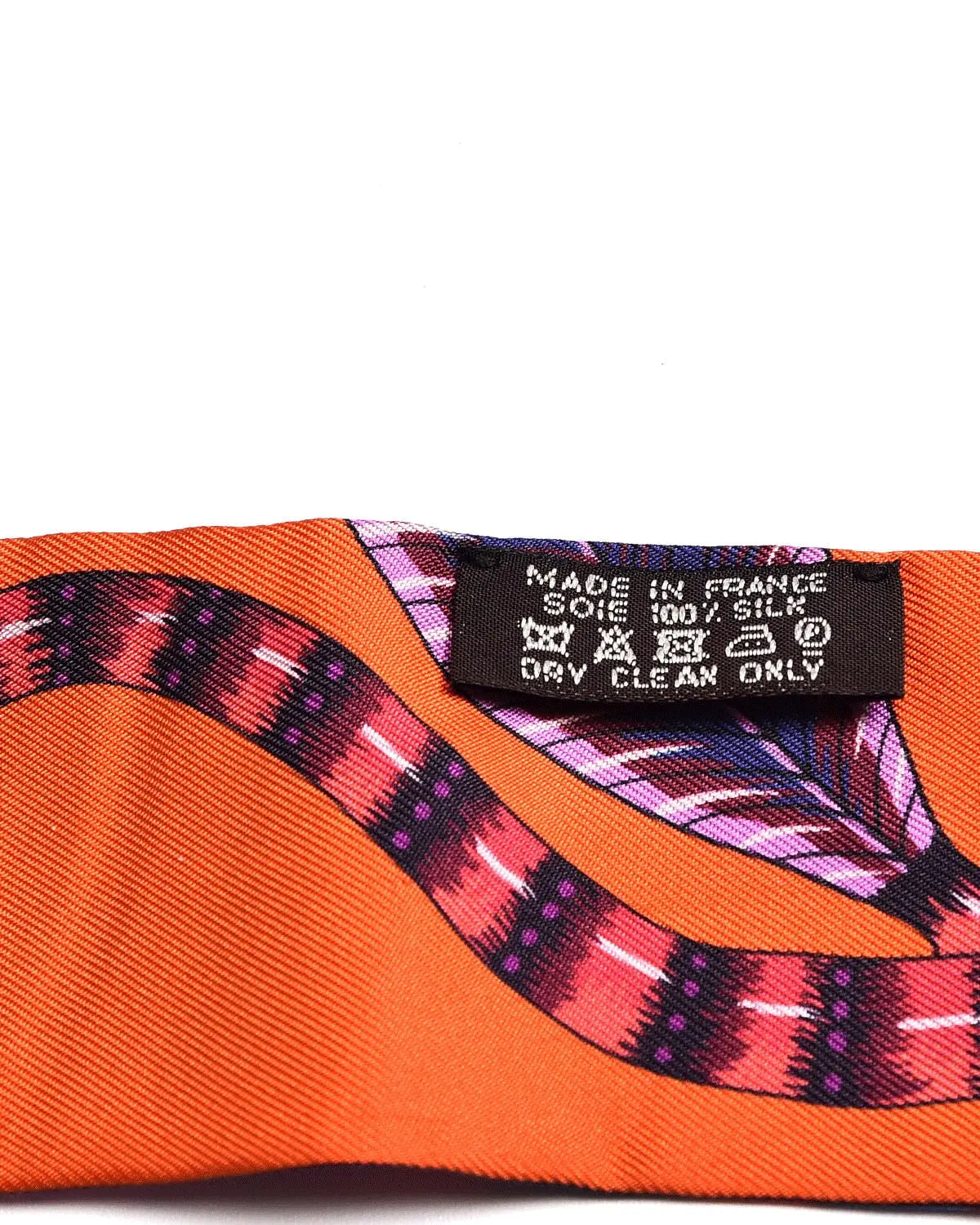 Hermès ‘The Savana Dance’ Silk Twilly – Orange & Violet Hermes