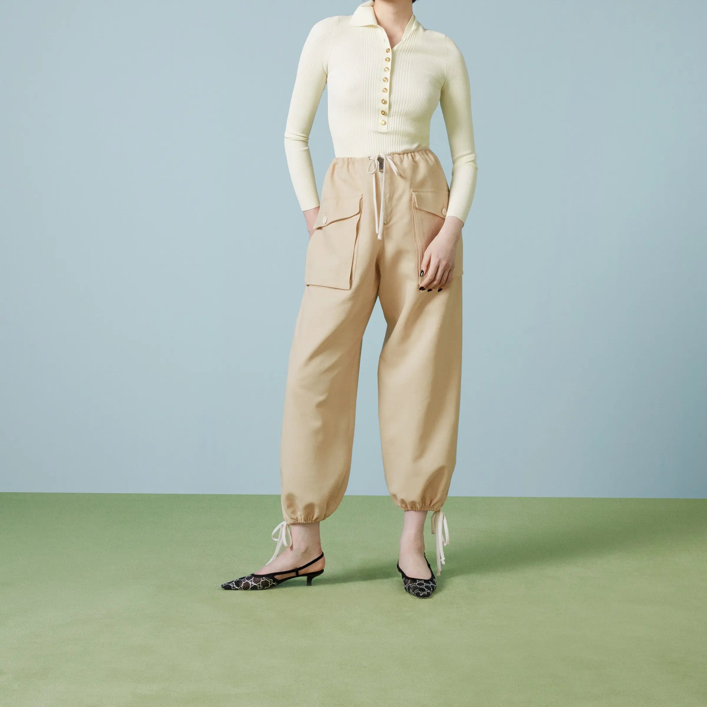Gucci Beige Exposed Zip Cargo Boyfriend Pants $1700 - Vault No9