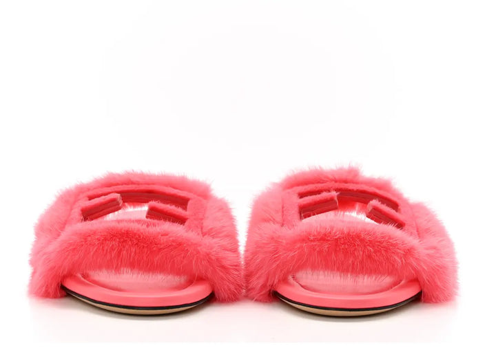 FENDI Baguette PINK mink slides - Vault No9