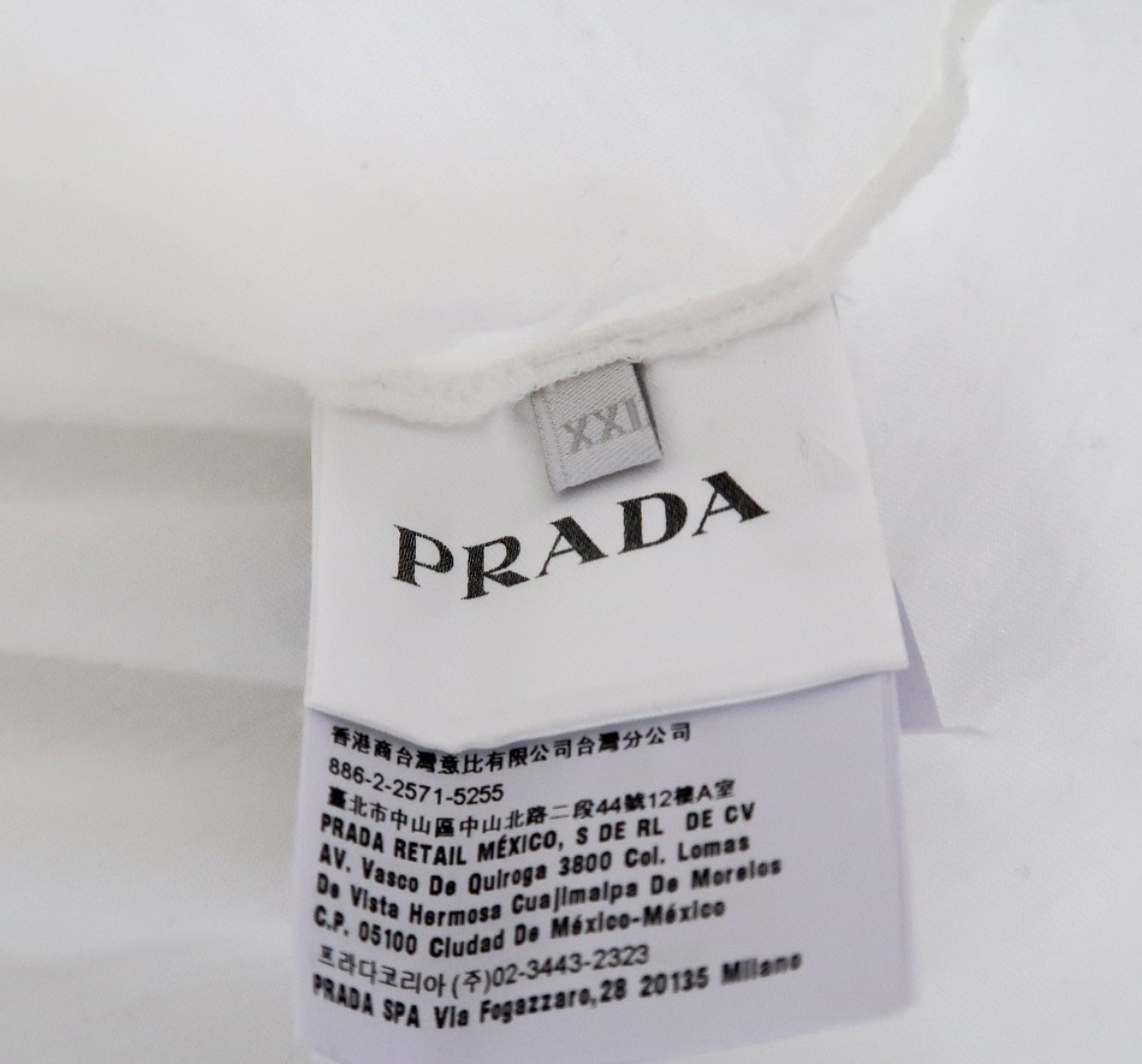 Prada Men’s White V-Neck T-Shirt – Model UJM493 S151, Size XXL Prada