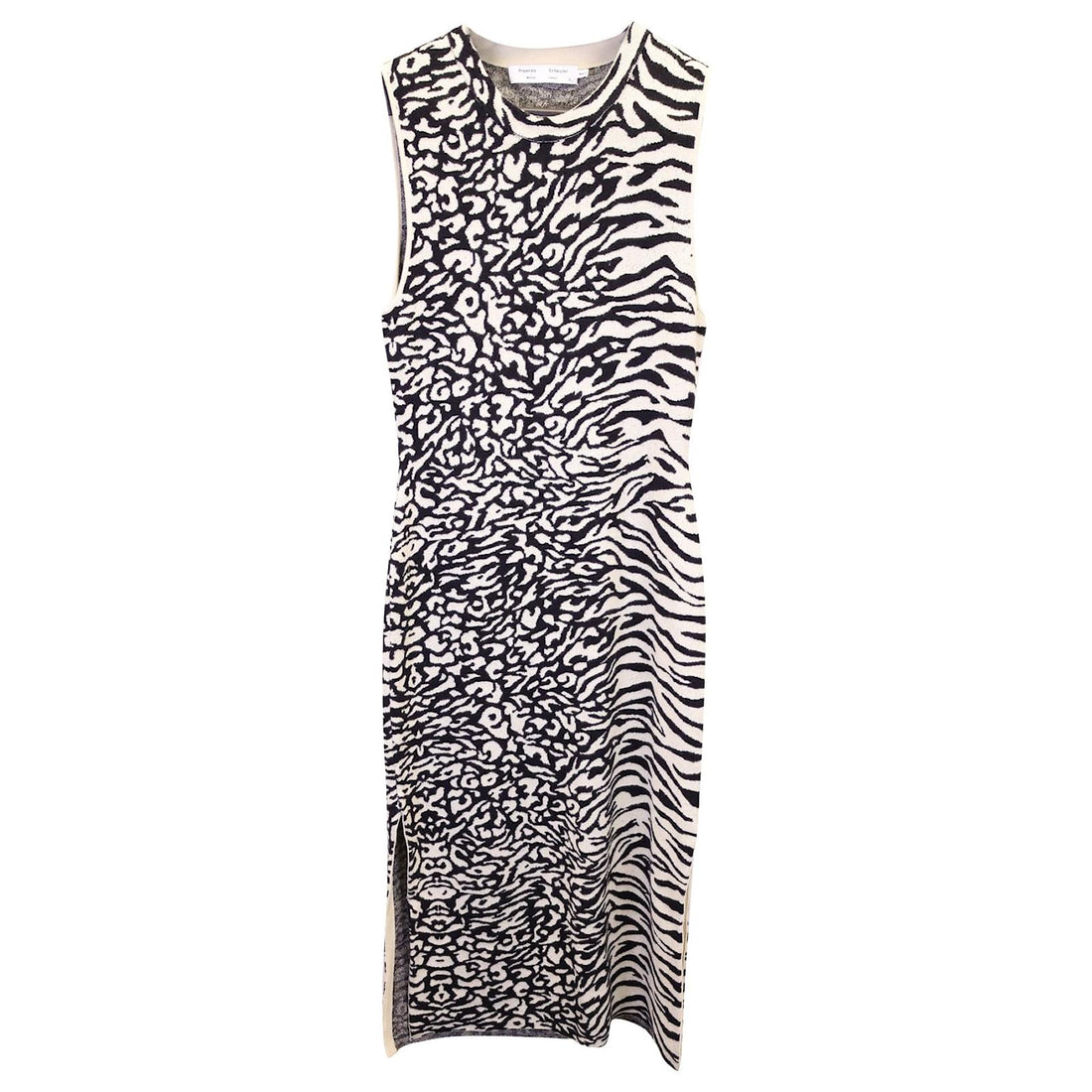 Proenza Schouler White Label Animal Mix Jacquard Midi Dress – Zebra &amp; Leopard Knit Column Proenza Schouler
