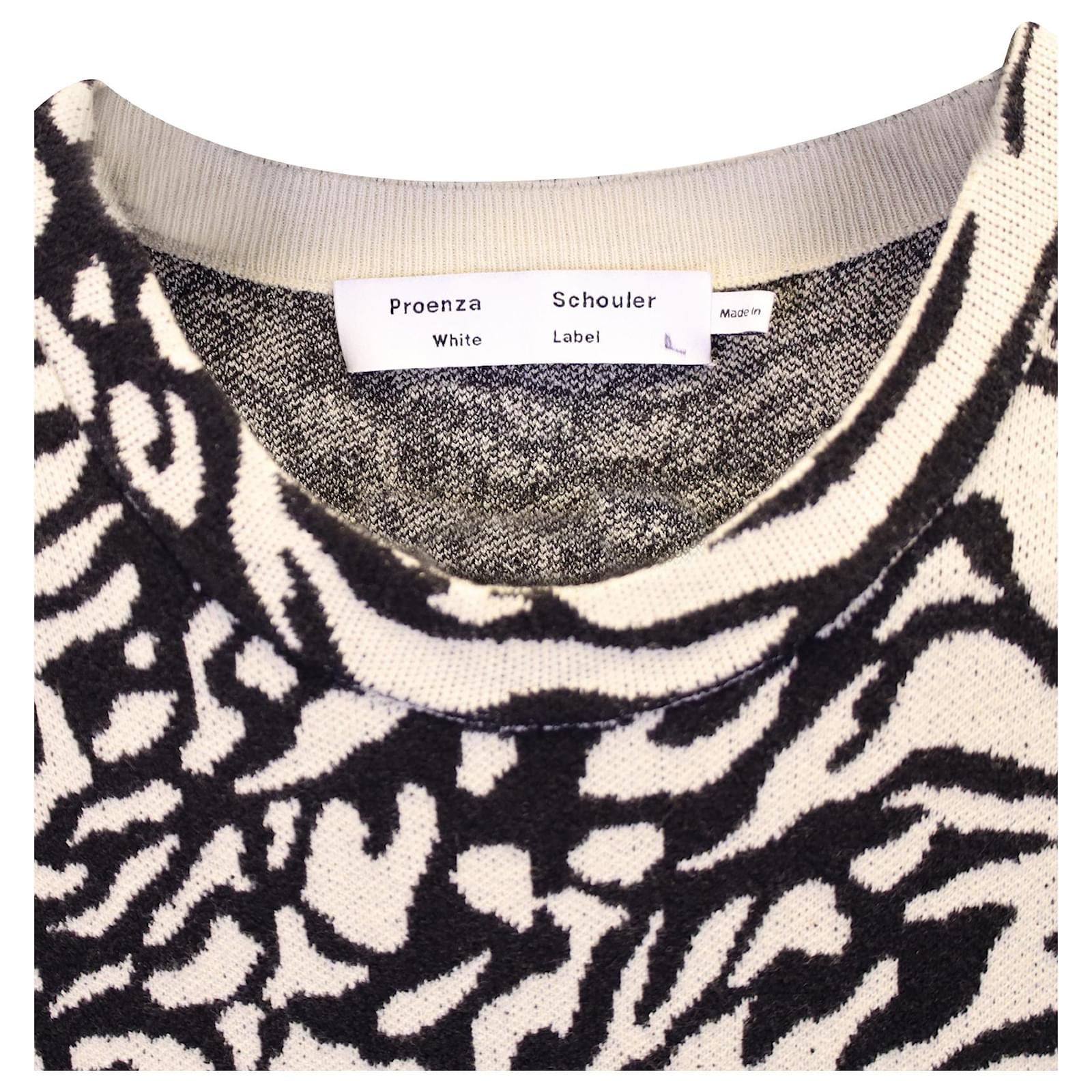 Proenza Schouler White Label Animal Mix Jacquard Midi Dress – Zebra &amp; Leopard Knit Column Proenza Schouler