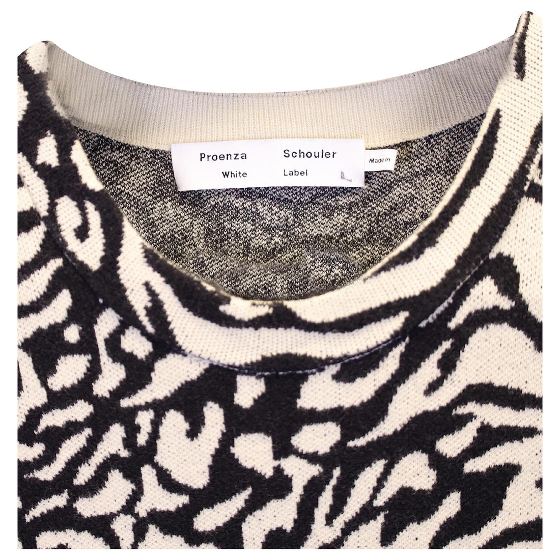 Proenza Schouler White Label Animal Mix Jacquard Midi Dress – Zebra &amp; Leopard Knit Column Proenza Schouler