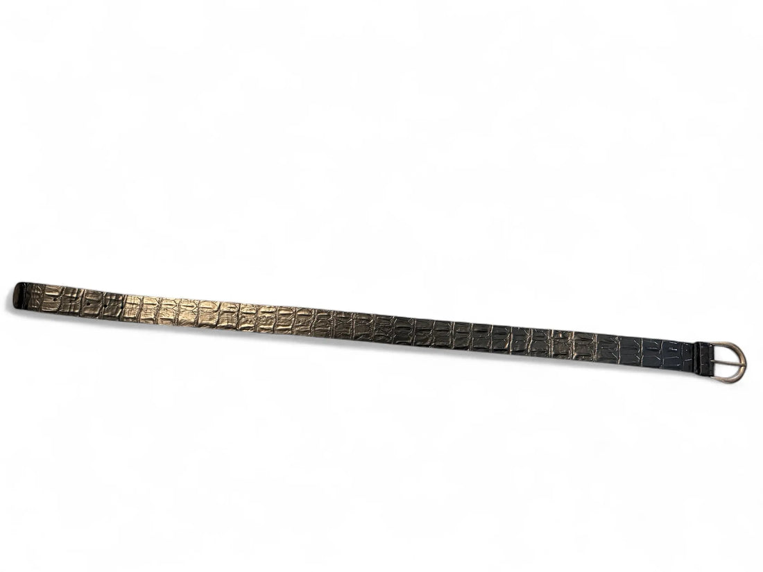 Saint Laurent Black Mock Croc Corset Belt with Gold Hardware Saint Laurent