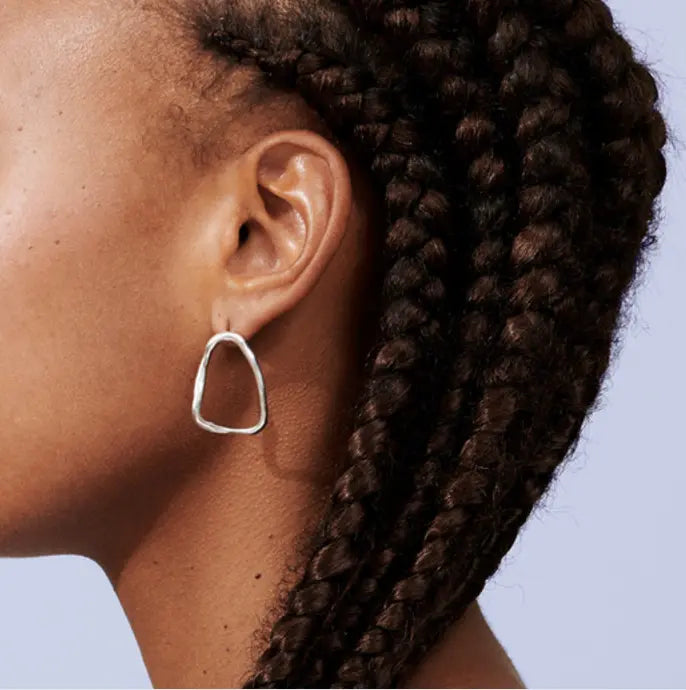 Wavy Cut 14K White Gold Earrings Custom