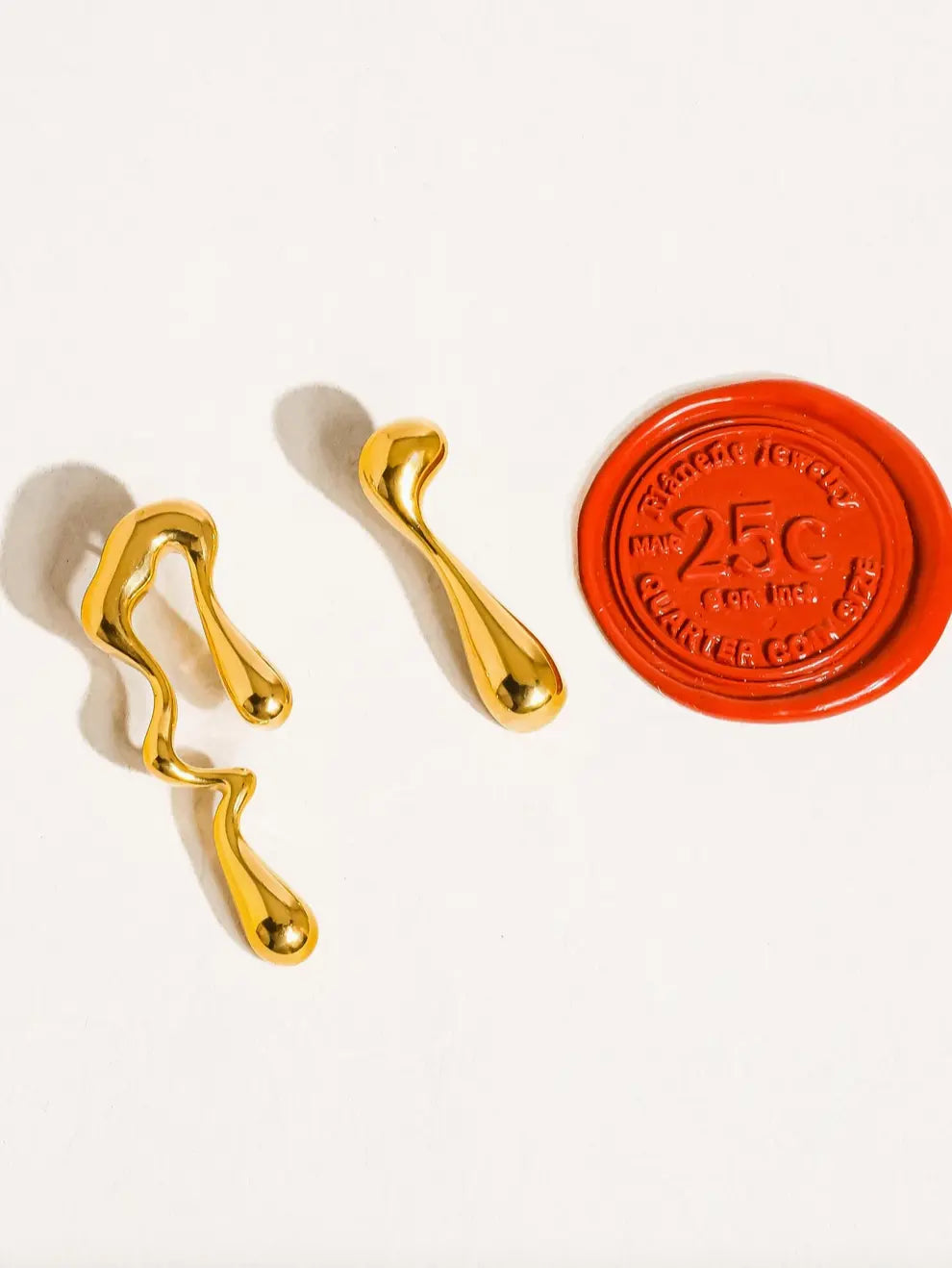 Roma 18K Gold Non-Tarnish Mismatch Melted Earring Custom