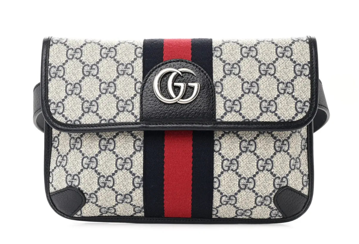 GG Supreme Monogram Web Small Ophidia Belt Bag 80 32 Beige Navy - Vault No9