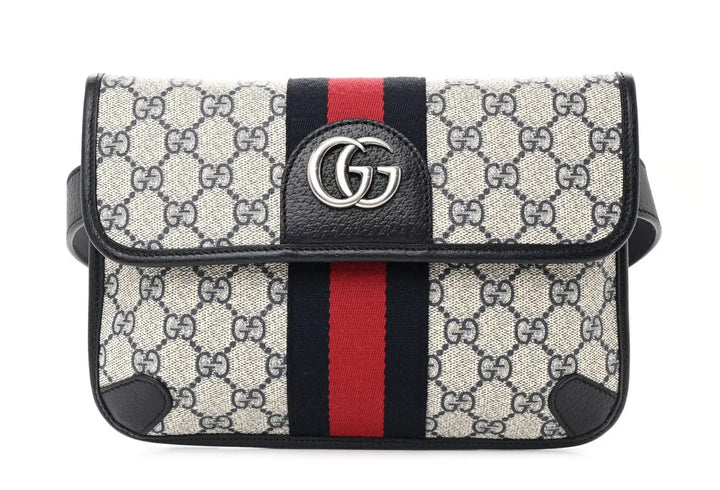 GG Supreme Monogram Web Small Ophidia Belt Bag 80 32 Beige Navy - Vault No9