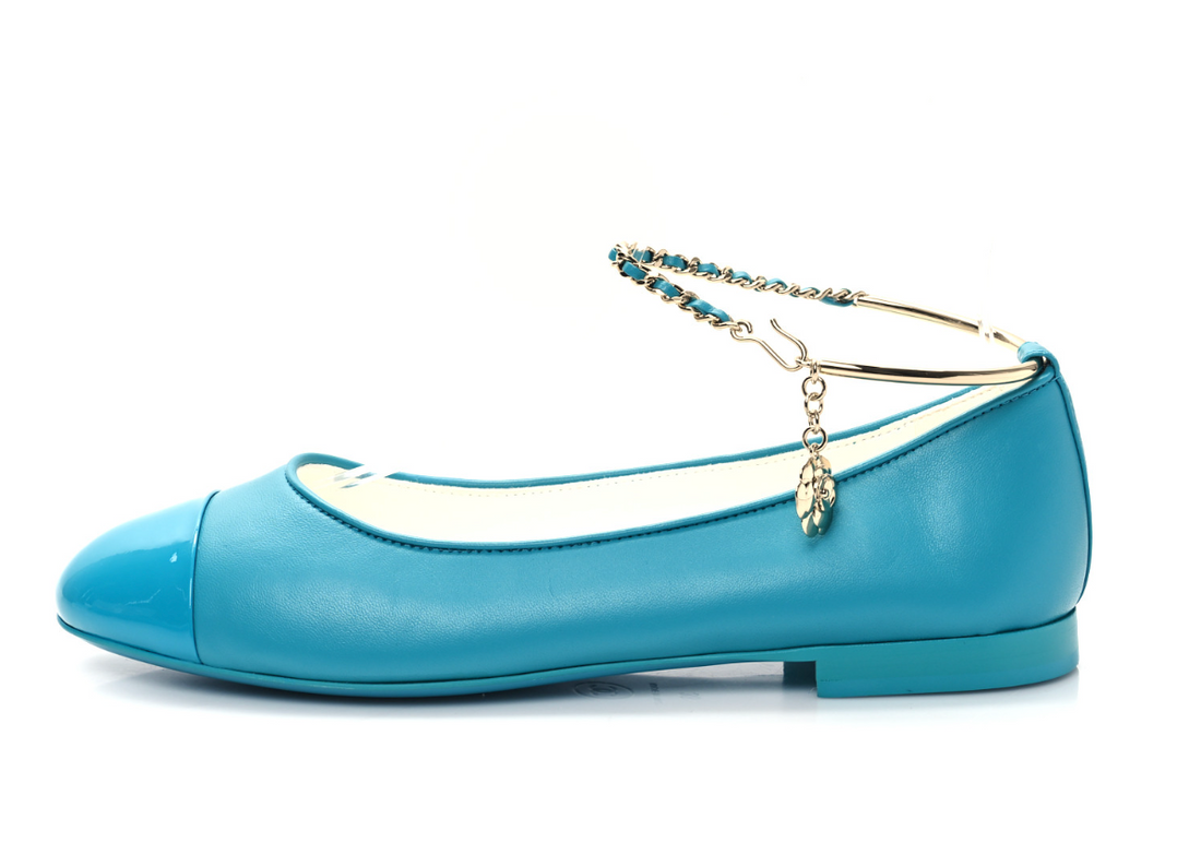 Chanel Lambskin  Ankle Charm Chain Ballerina Flats CHANEL