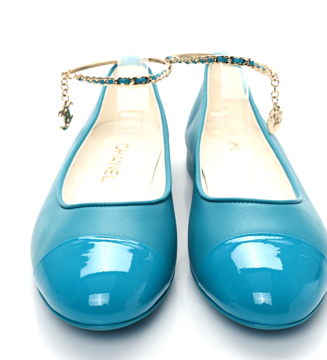Chanel Lambskin  Ankle Charm Chain Ballerina Flats CHANEL