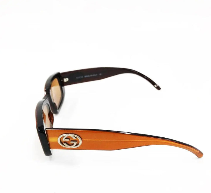 Vintage Gucci Y2K Amber Rectangle Sunglasses with GG Logo Gucci