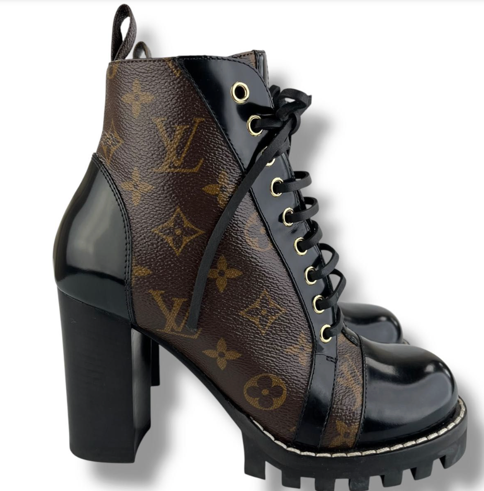 Louis Vuitton Women's Star Trail Ankle Boots Monogram Canvas Pre-Owned LOUIS VUITTON
