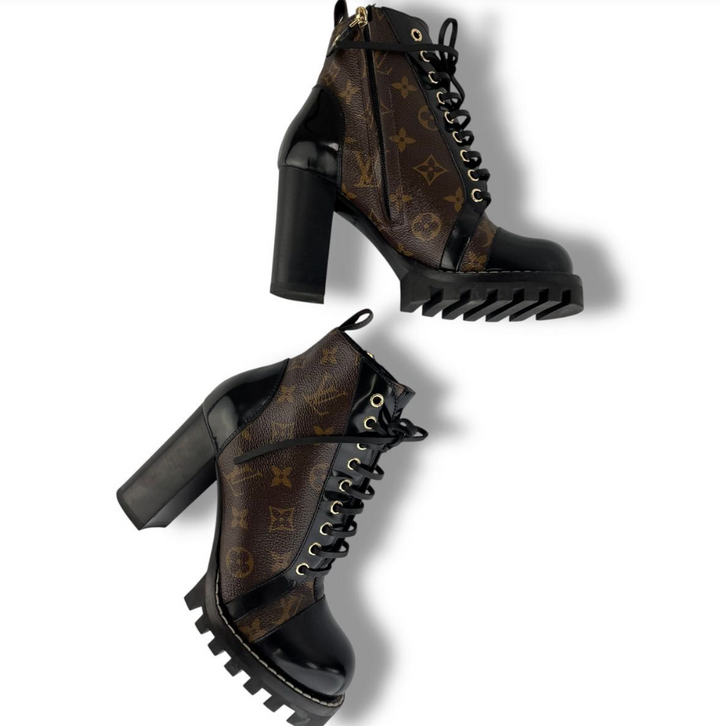 Louis Vuitton Women's Star Trail Ankle Boots Monogram Canvas Pre-Owned LOUIS VUITTON