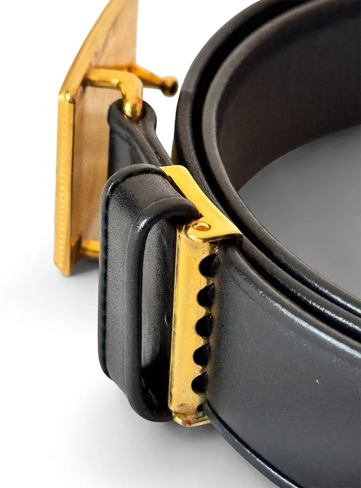 YSL Saint Laurent black leather LA 66 Belt - Vault No9