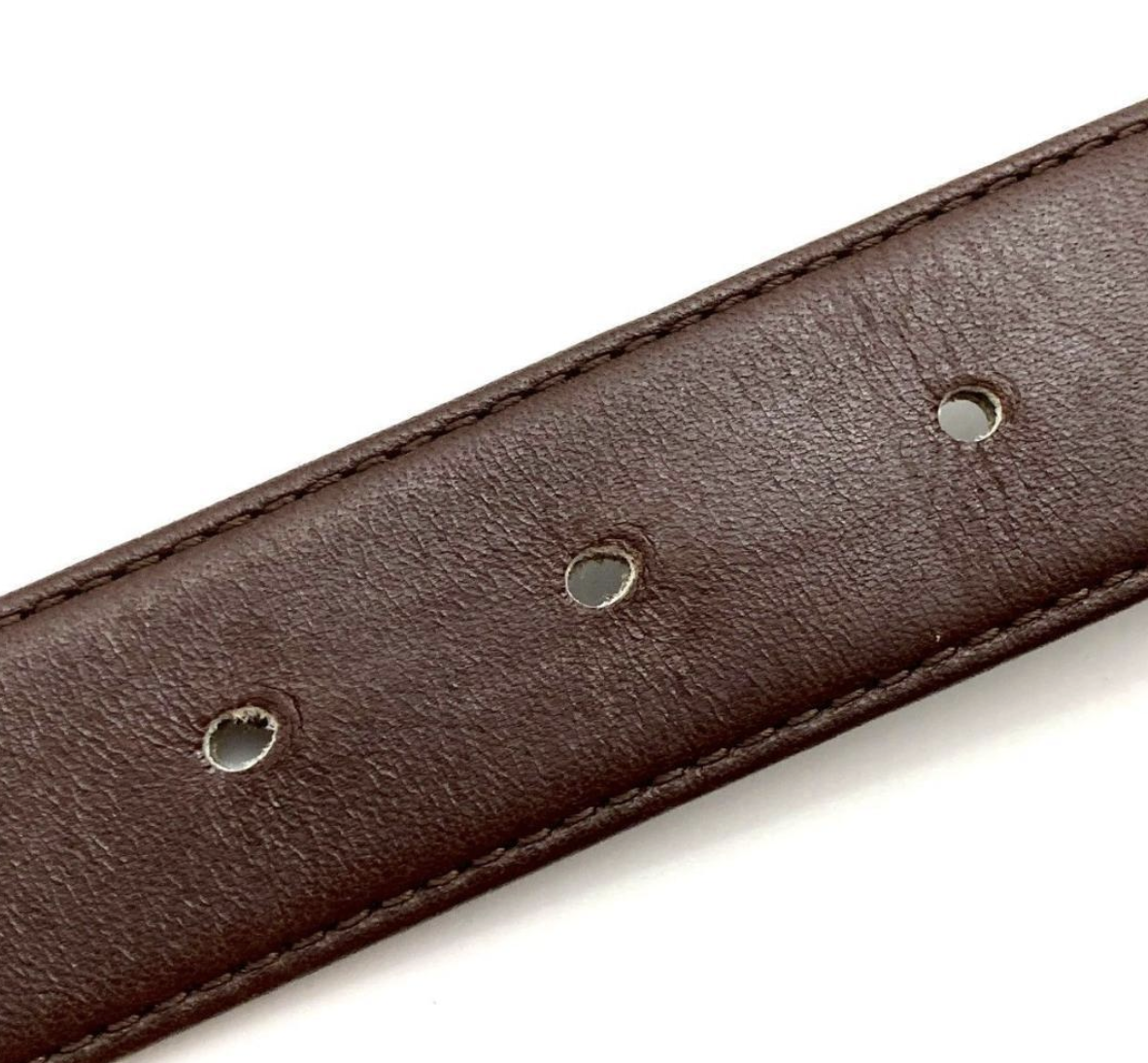 Yves Saint Laurent Dark Brown Leather Logo Belt with Anchor Buckle Saint Laurent