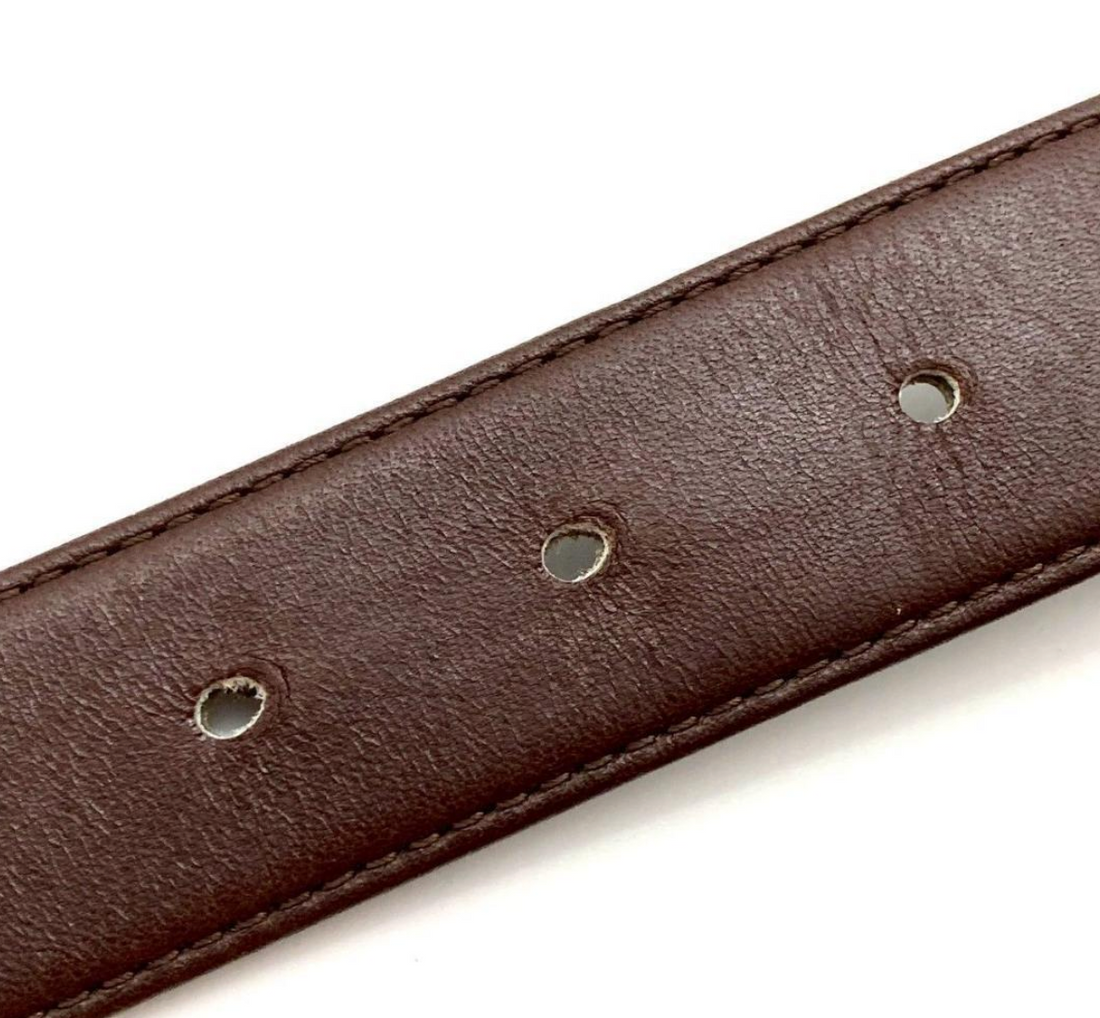 Yves Saint Laurent Dark Brown Leather Logo Belt with Anchor Buckle Saint Laurent